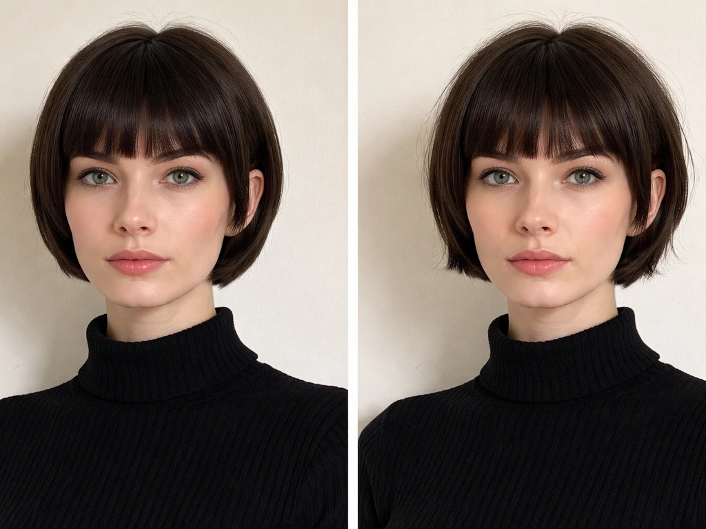 Split-screen of a person’s mod haircut grow-out: crisp 1960s edges to a softer early stage