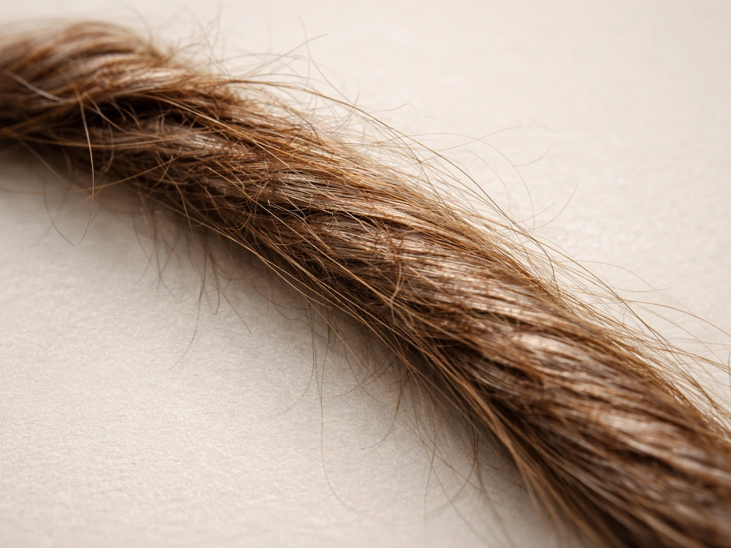 Close-up of hair strands showing lifted, rough cuticles causing frizz while hair grows out.