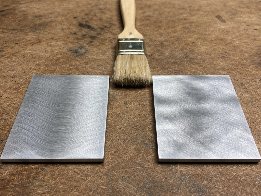 Two brush-textured rectangles showing even waves on one side and flat uneven spots on the other.