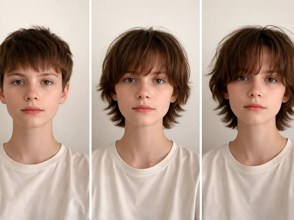 Minimal 3-panel collage showing three hair-growth awkward stages on a neutral background