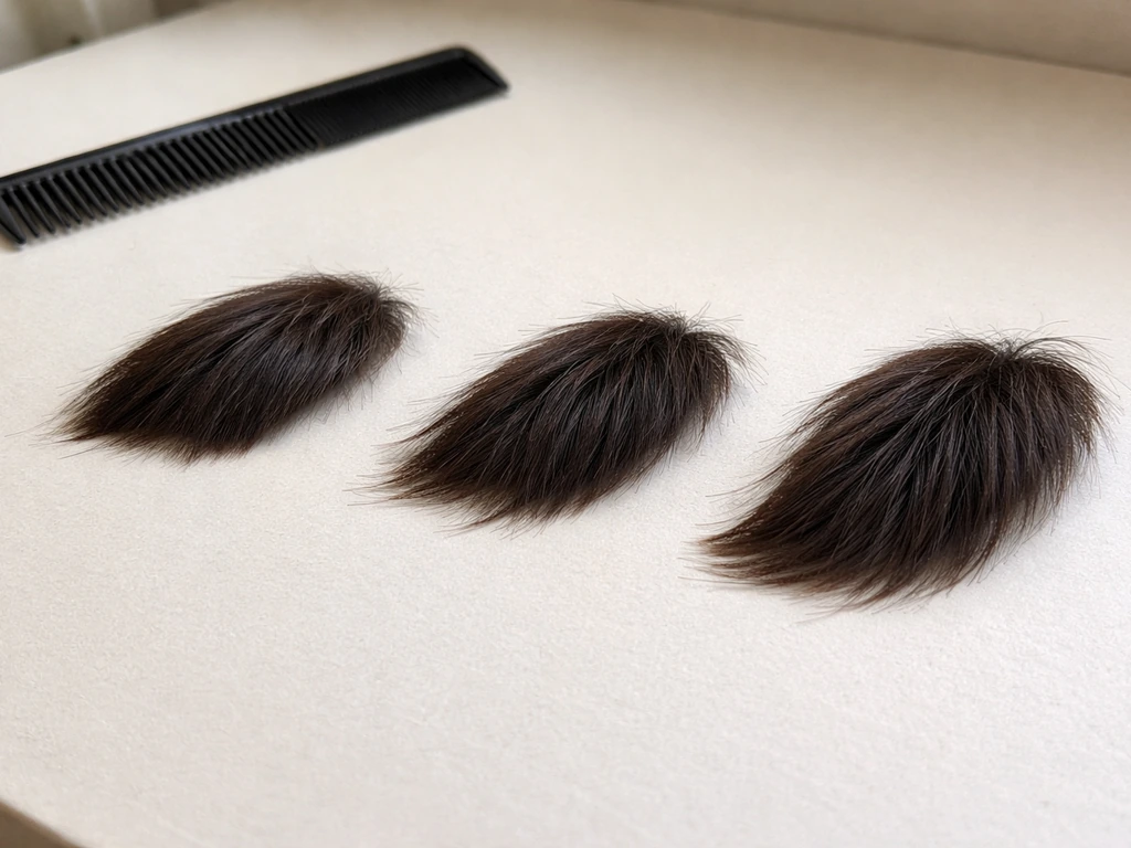 Three side-by-side hair samples showing shorter to longer grow-out lengths for weeks 1–3.